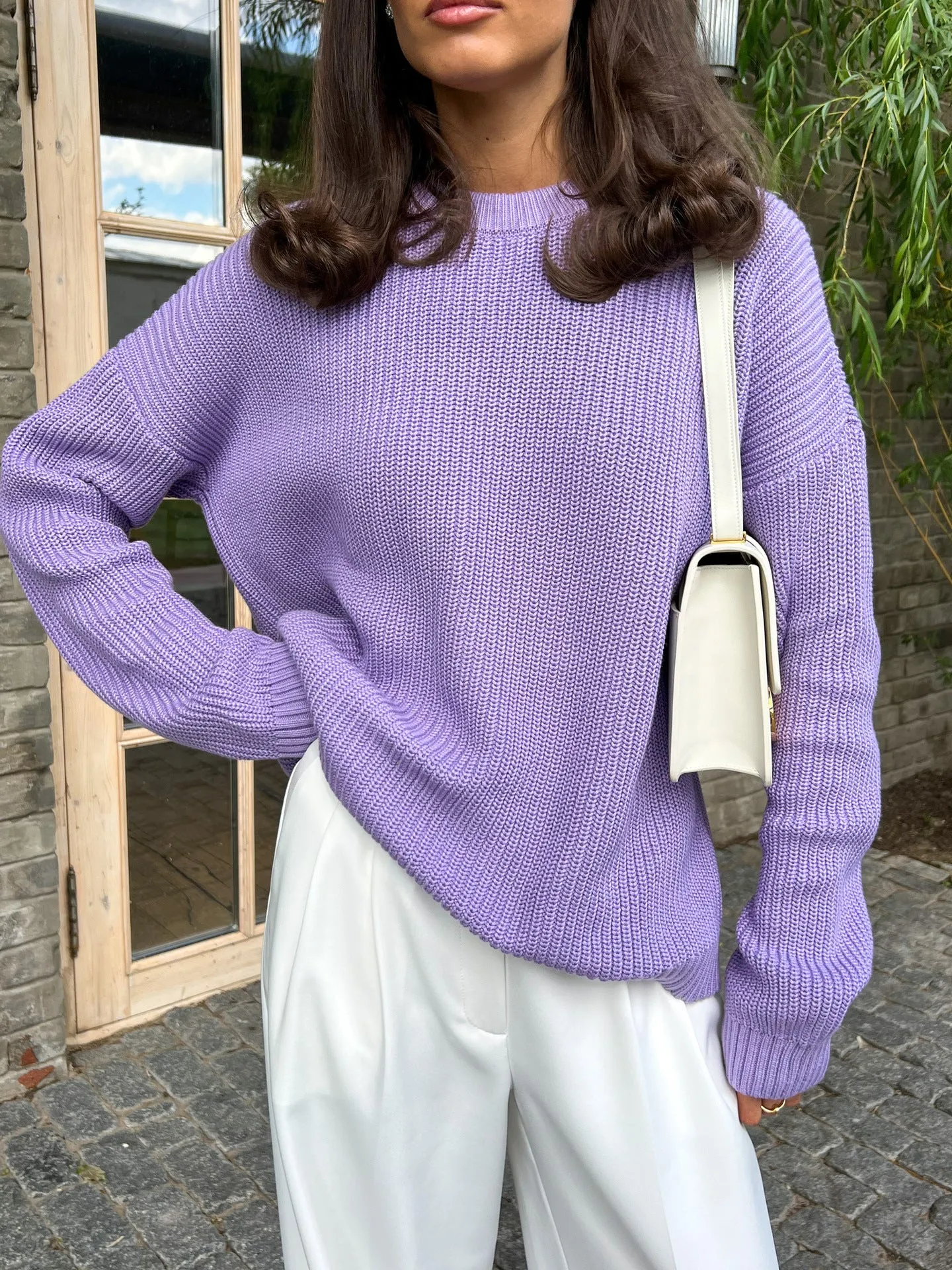 Women's Round Neck Loose Solid Color Sweaters