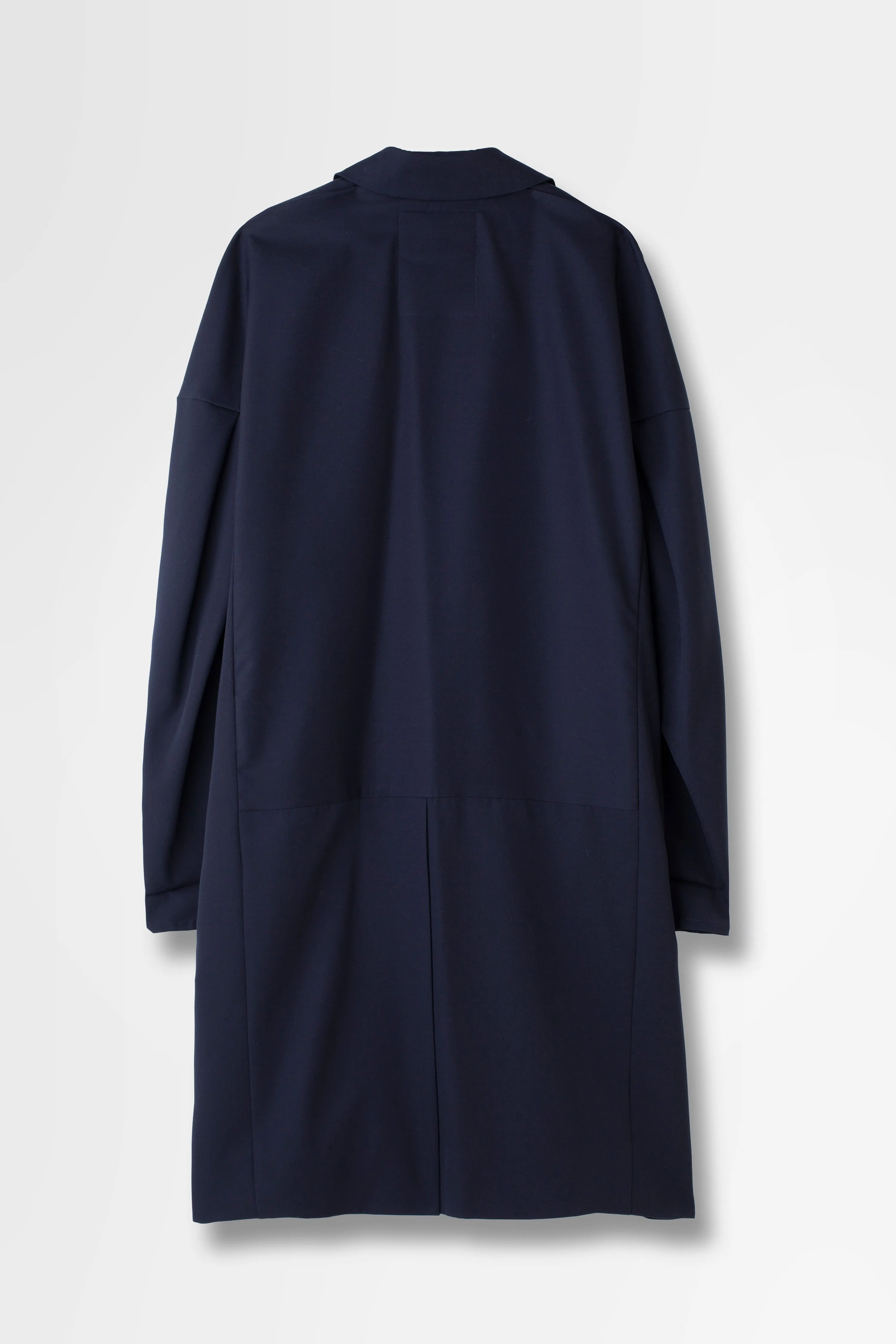 Wool Gabardine Overcoat in Navy