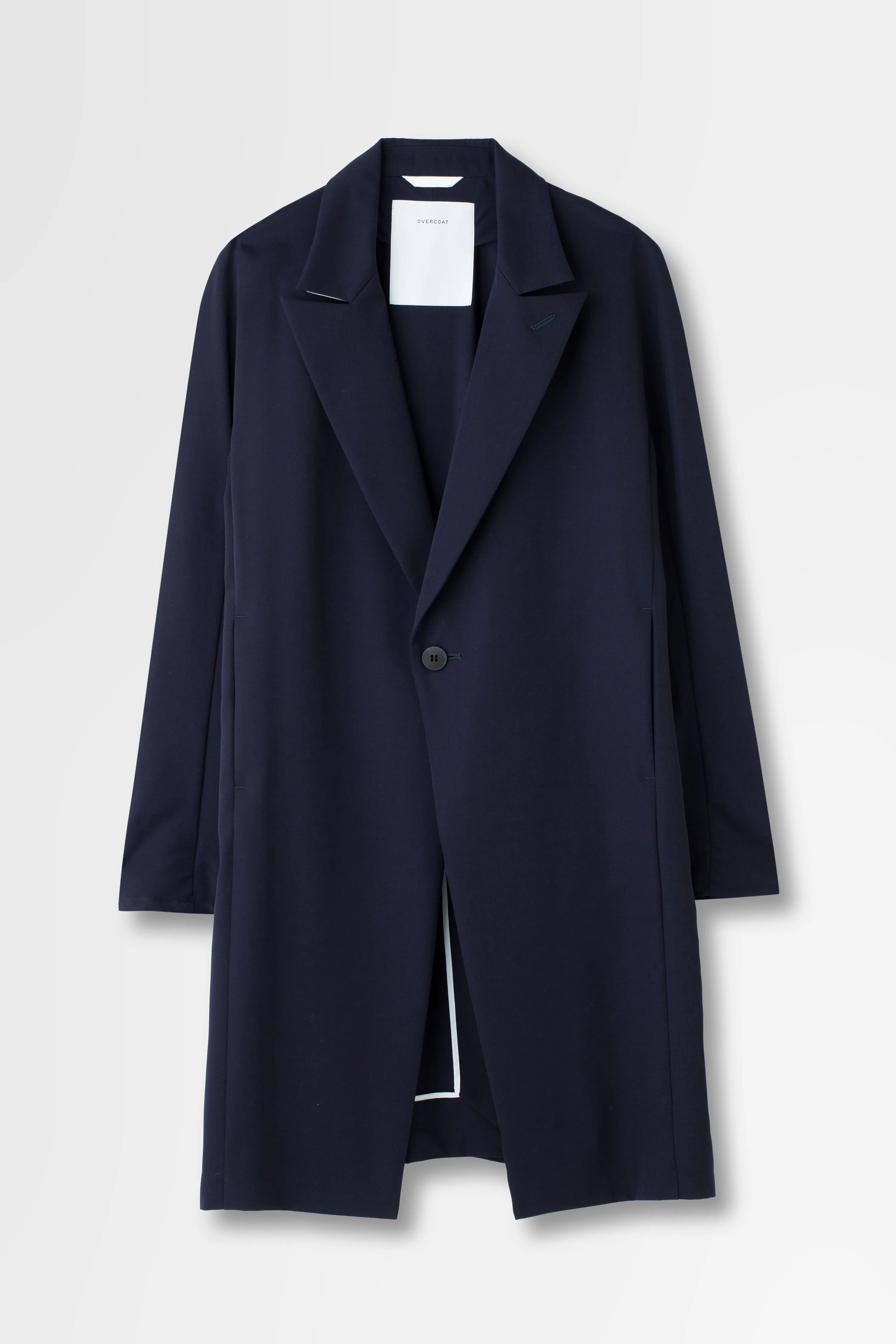 Wool Gabardine Overcoat in Navy