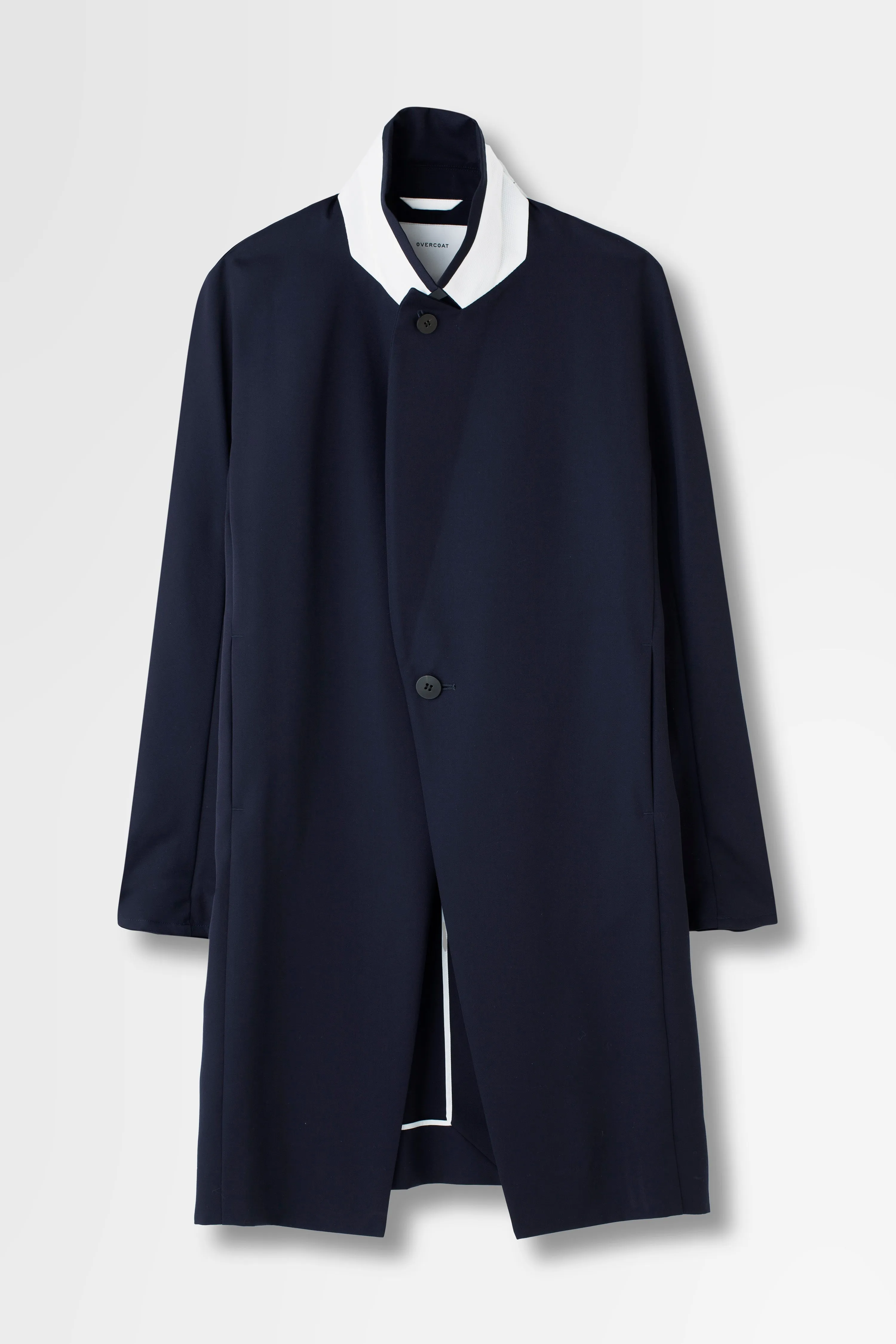 Wool Gabardine Overcoat in Navy