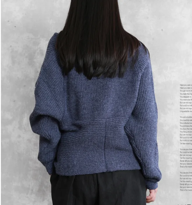 X Style Sleeve loose Style Women Top Woolen Knit Sweater V Neck